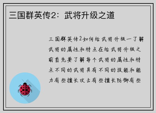 三国群英传2：武将升级之道